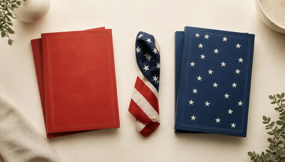 Side-by-side illustration comparing the 2008 and 2025 US citizenship civics tests.